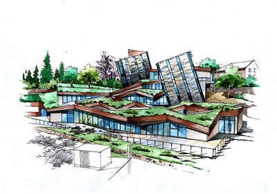 藝術展覽館建筑景觀手繪設計